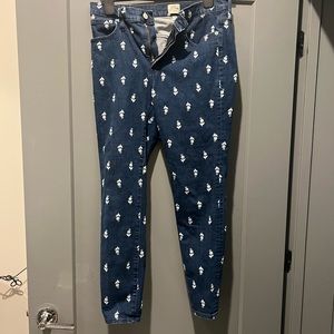 Worn once! Jcrew block print high rise toothpick jeans